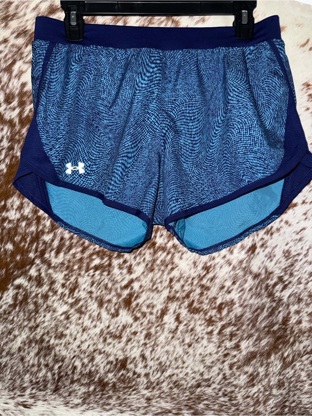 Under Armour Blue Printed Running Shorts Built In Liner Women’s M
